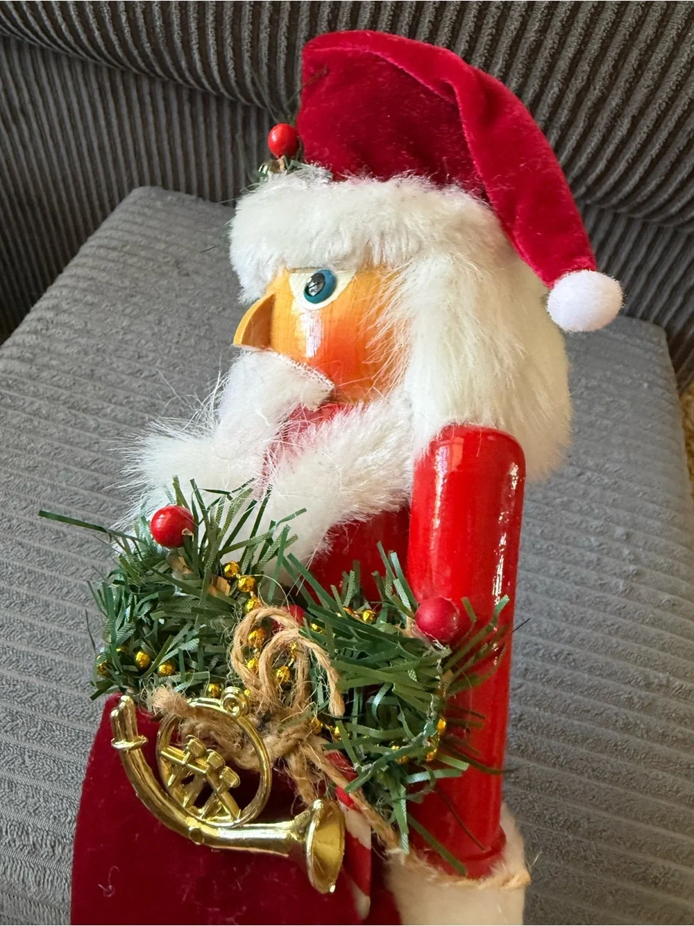 Vintage Kurt Adler Red Santa Nutcracker Christmas with Velvet Sack w Box